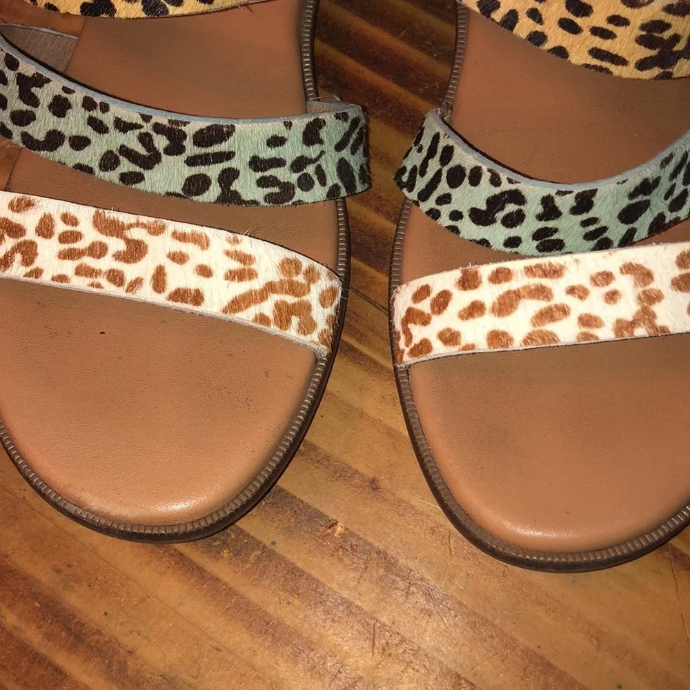 Madewell The Ilana Slide Sandal in Calf Hair size 6 seaside blue Wash leather​​ - Picture 11 of 11